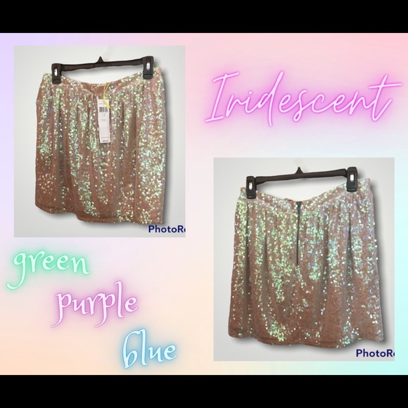 🆕 BCBGeneration Nude 💚💜💙Iridescent Sequin Skirt - Picture 1 of 7